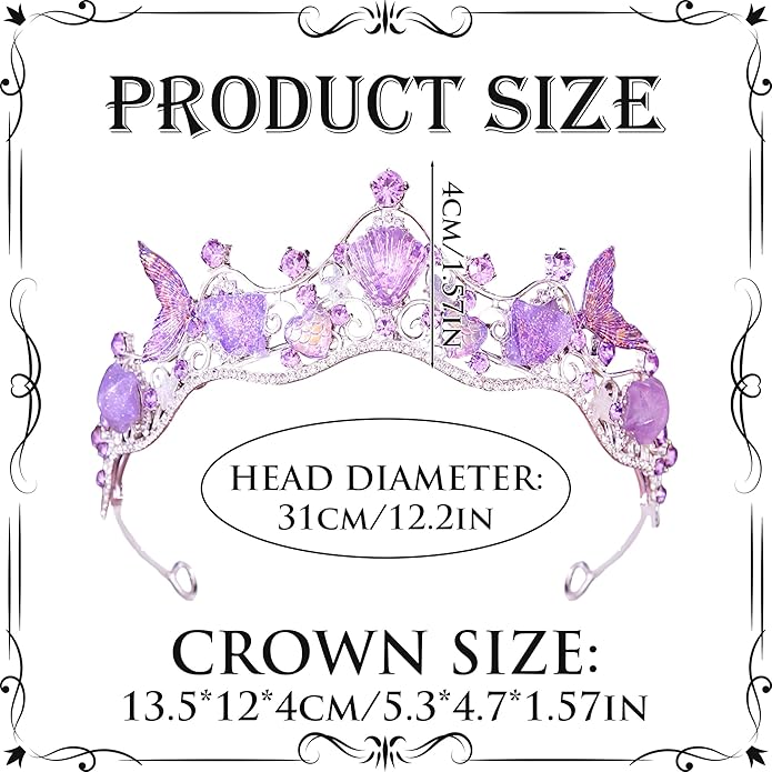 Mermaid Crown Sea Star Headband - Glitter Ocean Princess Headpiece Costume for Birthday Party Headwear Accessories