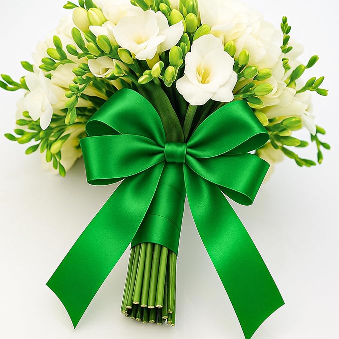 Fullive 1 1/2 Inch Green Ribbon, 30 Yards Green Ribbon for Gift Wrapping for St. Patrick's Day Party Favors, Polyester Christmas Ribbon for Christmas Decorations Wrapping Bouquet Floral Arrangements