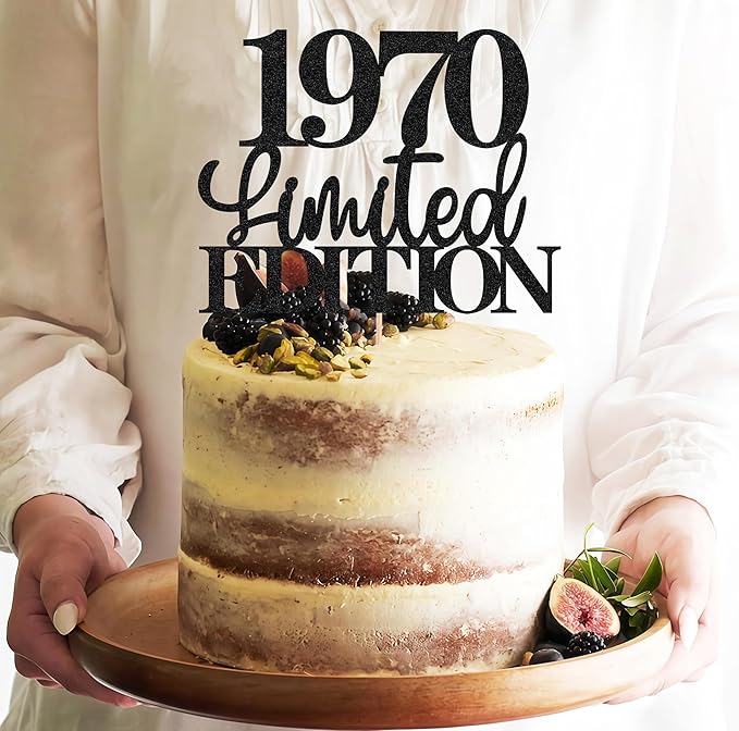 Limited EDITION 1970 Cake Topper - Black Glitter Happy 55th Birthday Party Cake Decoration Supplies, Cheer to 55 Years Cake Bunting Decor for 55th Birthday Party Photo Booth Props