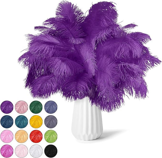 NEWONG 30pcs Purple Ostrich Feathers Natural Bulk 9-12inch(23-30cm) Vase Craft Wedding Home Party Centerpieces Christmas Day Decoration