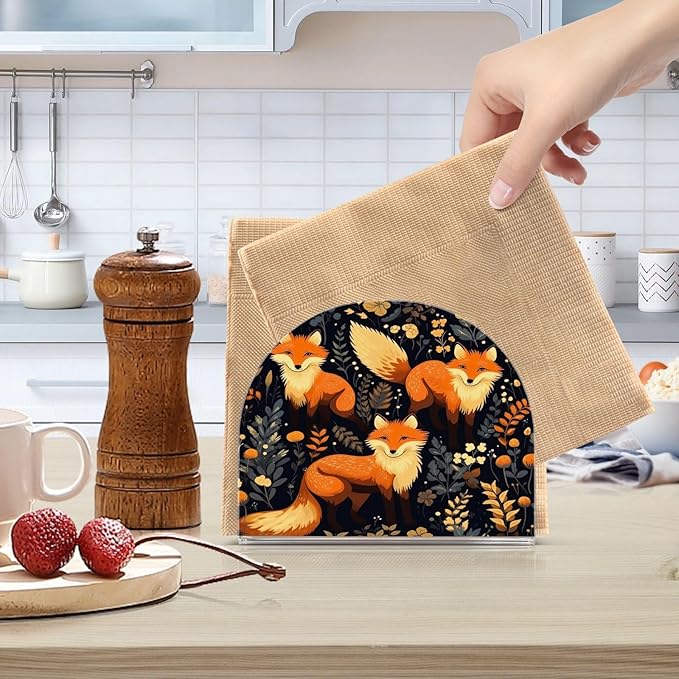 Napkin Holder, Cartoon Foxes Napkin Holder for Table Standing Napkin Holders for Table, Kitchen & Dining Room Decor