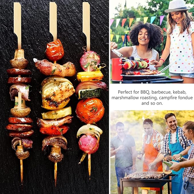 Bamboo Skewers 8 Inch, 1000 PCS Cocktail Wooden Skewers for Appetizers，BBQ，Fruit Kabobs，Sandwich，Drink.