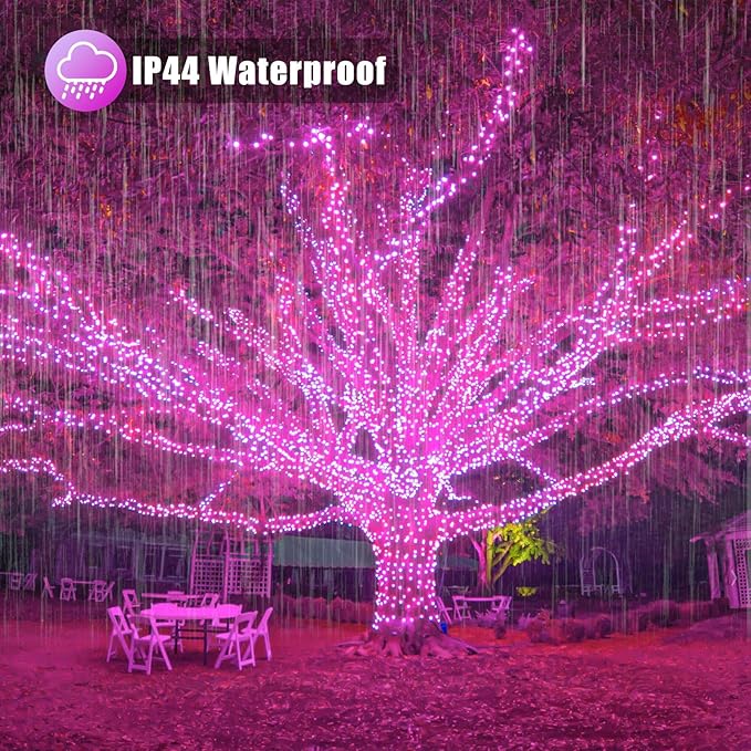 500 LED Pink String Lights 165ft Pink Christmas Lights Outdoor Waterproof 8 Modes Clear Wire, Plug in Twinkle Fairy Lights for Bedroom Indoor Wedding Christmas Decorations