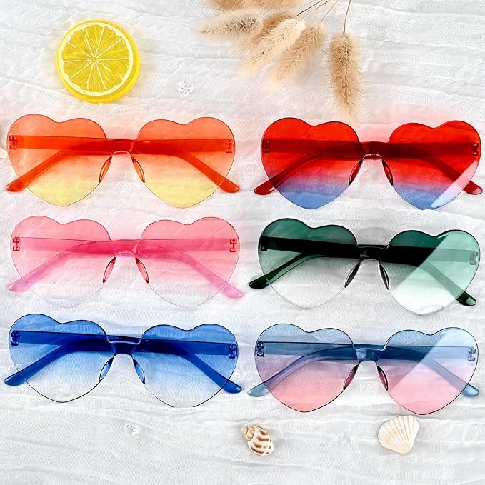 12 Pack Heart Sunglasses for Women Transparent Heart Glasses for Bachelorette Birthday Party Favor Gifts
