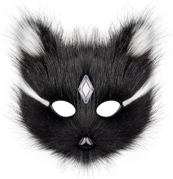 Animal Fox Wolf Mask Halloween Party Cosplay Costumes Props Plush Cat Half Face Masks Christmas Masquerade