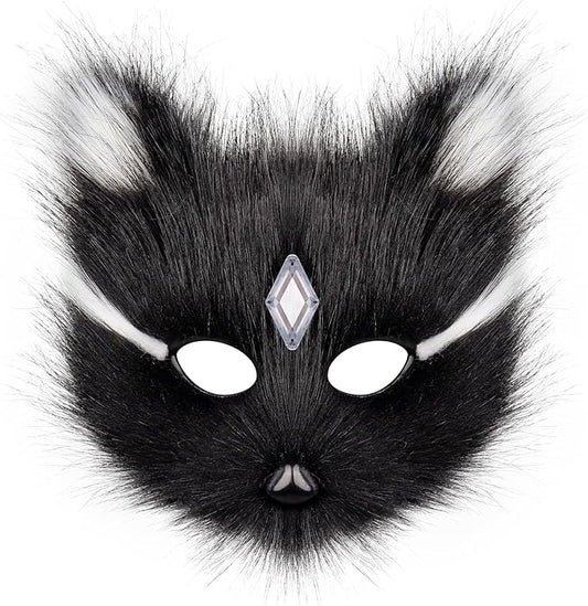 Animal Fox Wolf Mask Halloween Party Cosplay Costumes Props Plush Cat Half Face Masks Christmas Masquerade