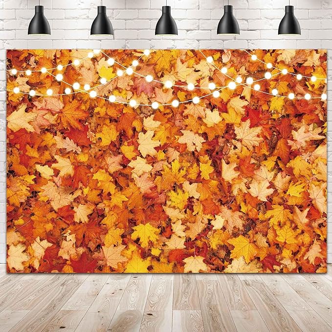 12x8FT Fall Autumn Photo Backdrop for Photography Maple Leaf Pumpkin Thanksgiving Day Harvest Background Fall Forest Party Decorations