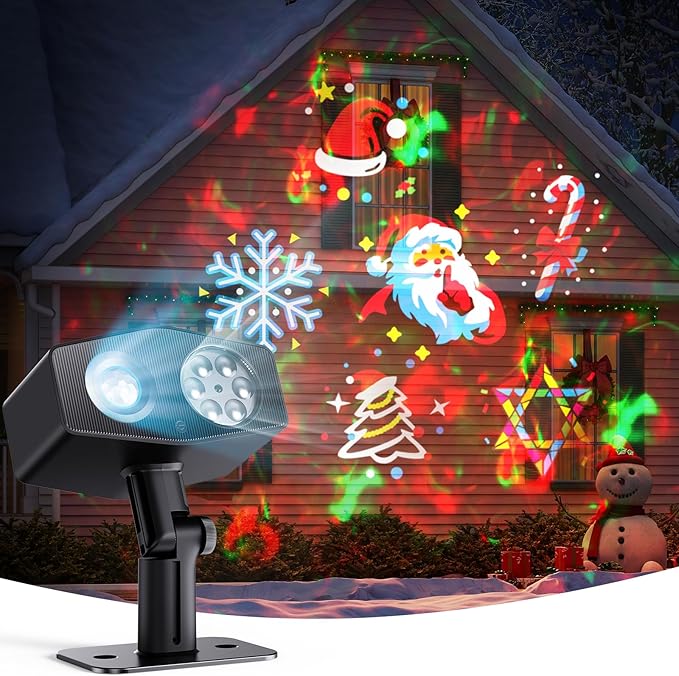 Govee Outdoor Decoration Projector Light, Upgraded LED Snowflake Projector, IP67 Waterproof, 180° Rotation, 20 HD Effects & 58 Scene Modes with App Control, Works with Alexa, Google Assistant, Matter