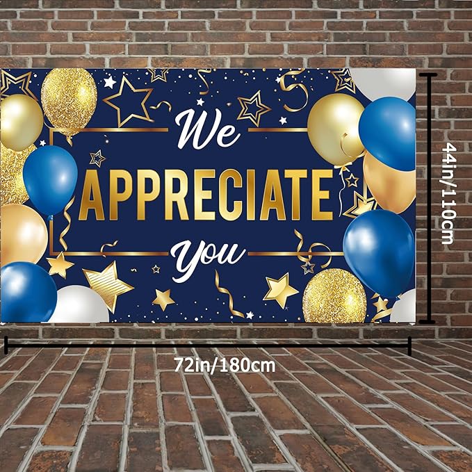 We Appreciate You Banner Backdrop, Appreciation Party Decorations, Thank You for All You Do Banner, Employee Teacher Doctor Nurse Staff Appreciation Party Decorations for Indoor Outdoor