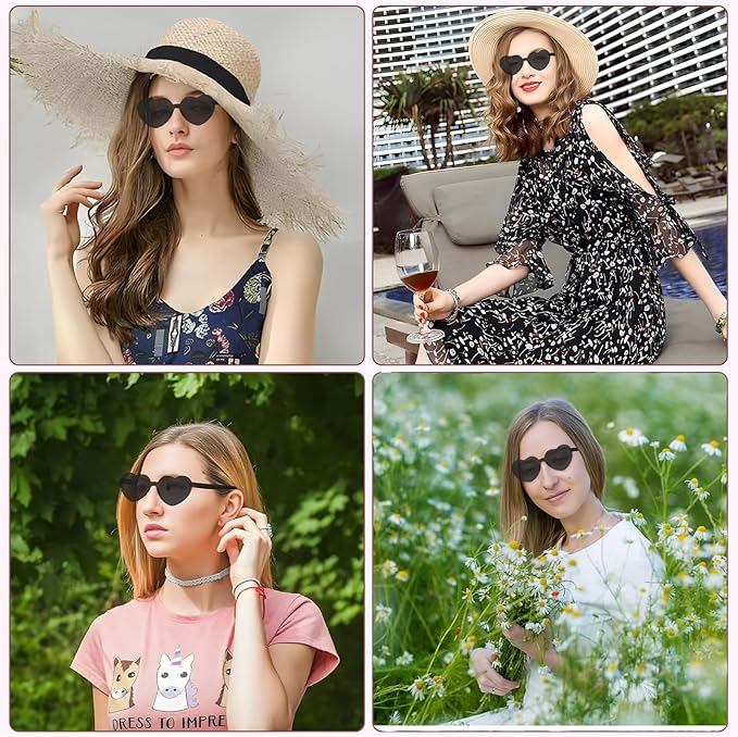 LEFIMOT 12 Pairs Heart Sunglasses for Women Heart Shaped Sunglasses Bulk Colorful Heart Glasses for Party Favor
