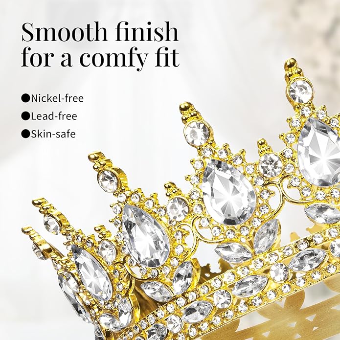 Crown for Women Crystal Rhinestone Wedding Tiara Queen Hair Accessories for Birthday Prom Pageant Princess Headband