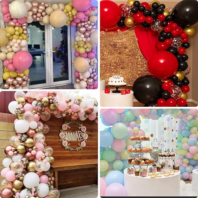 100Pcs White Balloons, White Balloon Garland Arch Kit 18/12/10/5 Inch Pastel White Latex Balloon Different Sizes Pack for Birthday Wedding Baby Shower Graduation White Theme Party Decoration