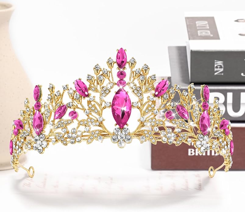 TAROSE Crowns for Women and Girls, Queen Crystal Gold Silver Tiaras with White Rhinestone and Combs, Goddess Crown for Wedding Bride Birthday Princess Bridal Shower Hair Accessories for Women