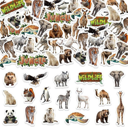 300Pcs Animals Foam Stickers, Self-Adhesive Cartoon Jungle Animals Foam Sticker Safari Animal Stickers for Home School Classroom DIY Art Craft Birthday Party Favor