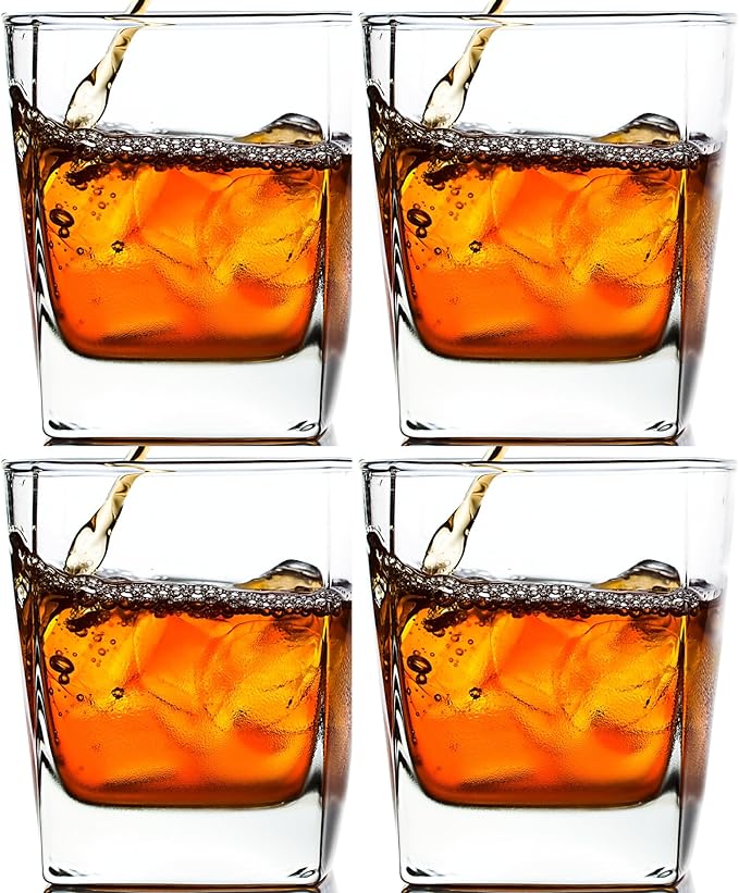 Ravenscroft European-Handcrafted Whiskey Double Old Fashioned Glasses, Set of 4, Smooth Rim, 100% Lead-Free Crystal, 12 Fl. Oz, Gift-Boxed, Dishwasher-Safe