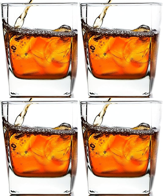 Ravenscroft European-Handcrafted Whiskey Double Old Fashioned Glasses, Set of 4, Smooth Rim, 100% Lead-Free Crystal, 12 Fl. Oz, Gift-Boxed, Dishwasher-Safe