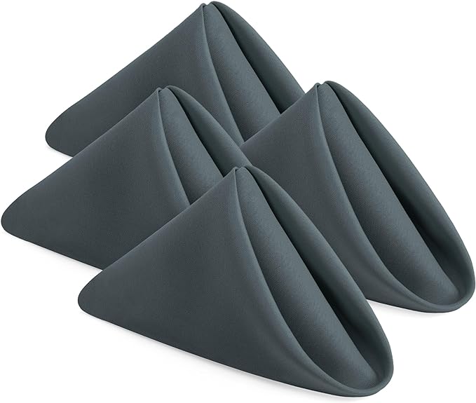 Utopia Home [24 Pack, Grey] Cloth Napkins 20x20 Inches, 100% Polyester Hemmed Edges, Washable and Reusable Ideal for Parties, Weddings and Dinners