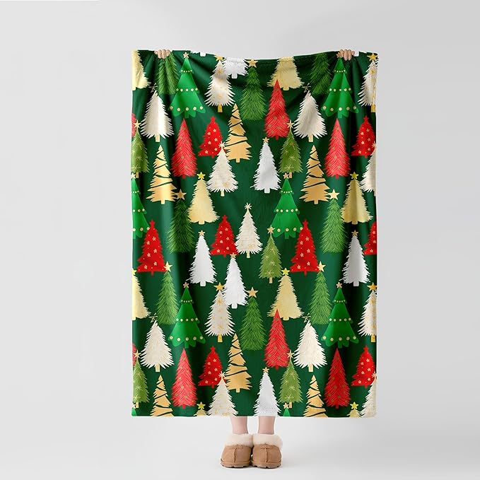 Christmas Fleece Throw Blanket – 300GSM Soft and Cozy Holiday Blanket for Sofa, Bed, Couch – Xmas Decorative Flannel Blanket, W60 x L80in
