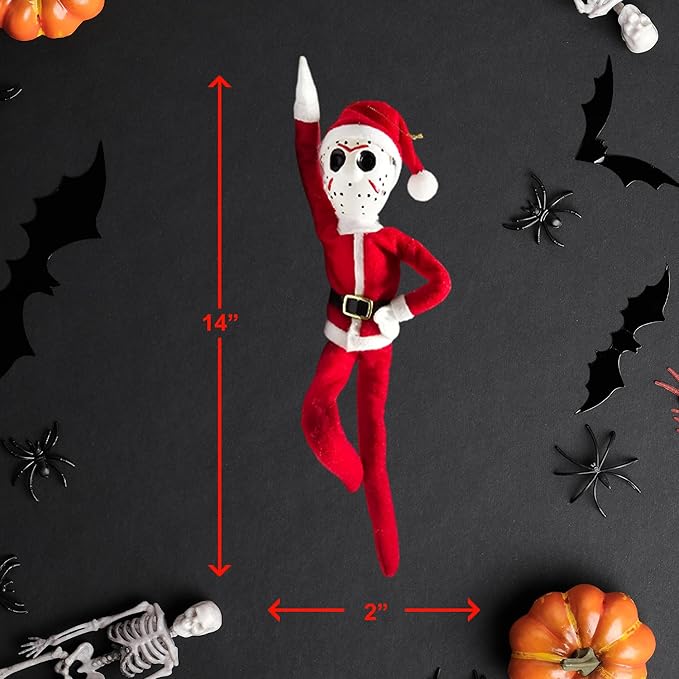Creepy Hockey Masked Horror Elf Decoration 35cm – Handmade Horror-Inspired Ornament for Christmas, Halloween & Holiday Party Décor – Spooky Collectible with Sinister Expression