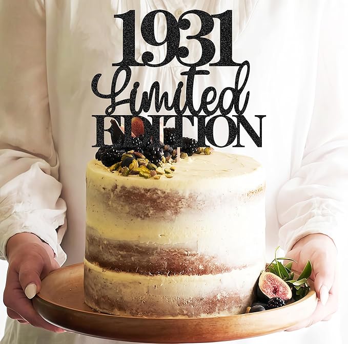 Limited EDITION 1931 Cake Topper - Black Glitter Happy 94th Birthday Party Cake Decoration Supplies, Cheer to 94 Years Cake Bunting Decor for 94th Birthday Party Photo Booth Props