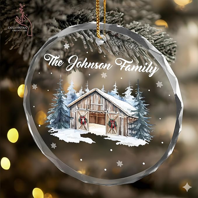 Personalized Crystal Christmas Ornaments with Photo, Custom Christmas Photo Tree Glass Ornaments, Elegant Crystal Keepsake for Family, Couples, Weddings & Christmas 2025 Gifts (#PGO09)
