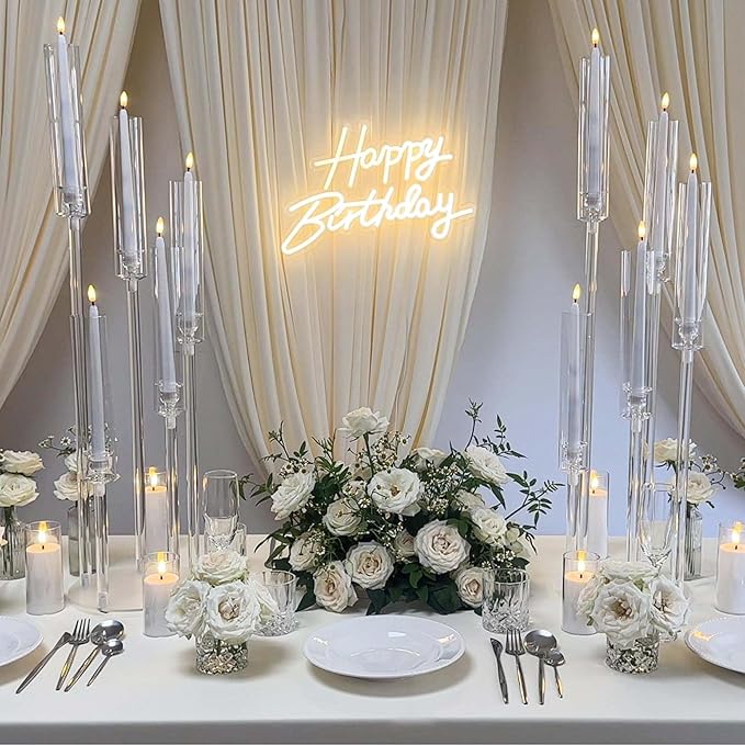 35inch 8pcs Acrylic Candelabra Centerpieces for Tables 5 Arms Wedding centerpieces for Decorations