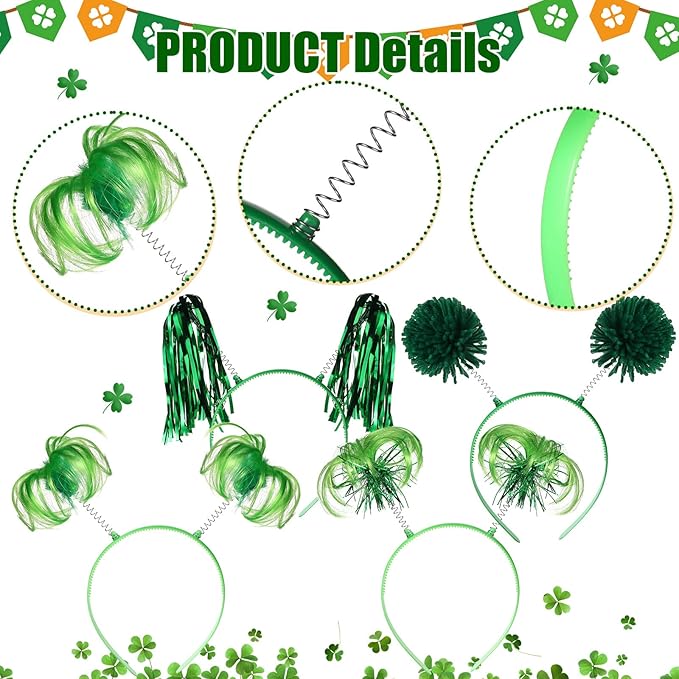 Censen 12 Pcs Christmas Pom Pom Headbands Spirit Party Headwear Tinsel Ponytails Head Bopper for Birthday Holiday