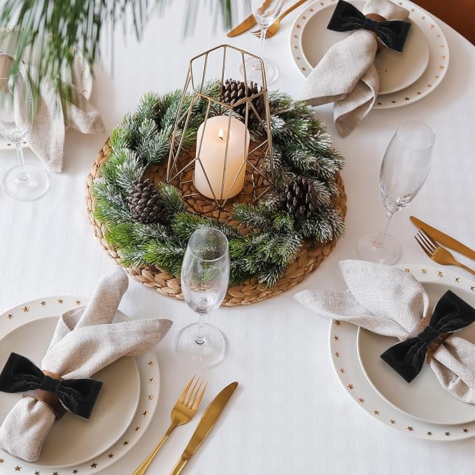 Yilloog 3/8'' 1'' 2'' 90 Yards Christmas Velvet Ribbon Vintage Satin Fabric Velvet Ribbon Roll for Christmas Tree Ornaments Decoration Gift Wrapping Bow DIY Crafts (Black)