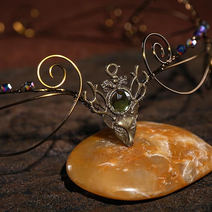 Renaissance Fairy Tale Costume Set - Elf Ear Cuff Earrings Decorative Medieval Fairy Winding Tiara Crown for Cosplay