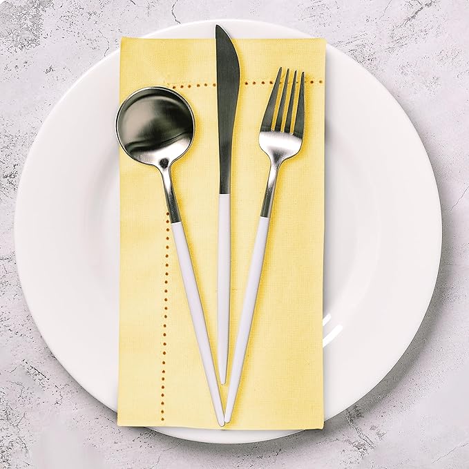 Urban Villa Cloth Napkins Yellow Hemstitch Dinner Napkins Set of 12 20X20 Inches 100% Cotton Absorbent Washable Durable Reusable Ideal for Farmhouse Party Thanksgiving Harvest Fall Dinner Napkins