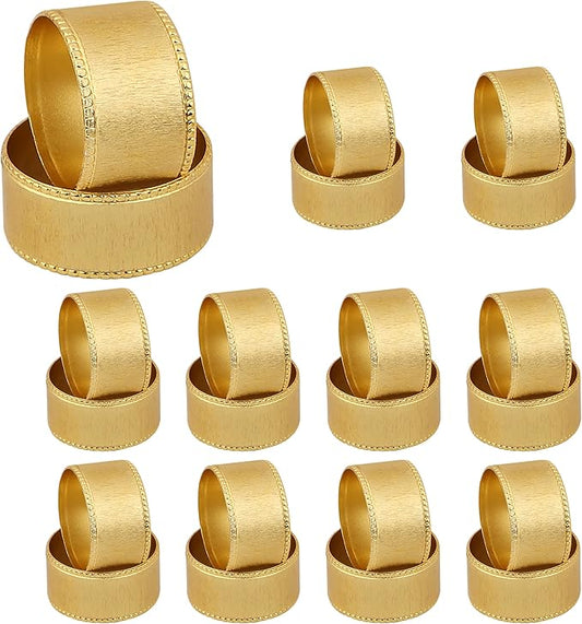 Napkin Holders for Cloth Napkins Round Serviette Rings Ribbed Napkin Ring Gold Napkin Rings Set of 12 Metal Napkin Rings Dinner Thanksgiving Wedding Christmas Party Kitchen Table Decoration