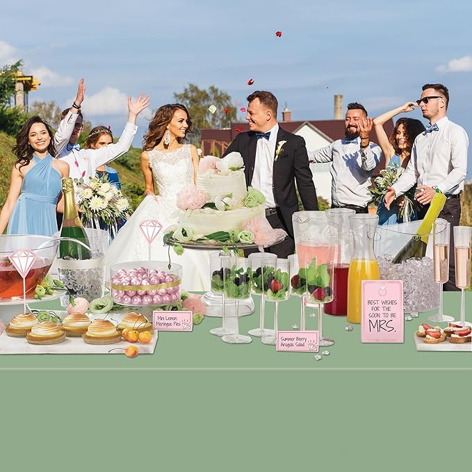 WNINK 6 Pcs Sage Green Plastic Tablecloth for Rectangle Tables Waterproof Green Disposable Table Cover Green Tablecloths for Birthday Wedding Bridal Shower Engagement Parties (54 x 108 Inch)