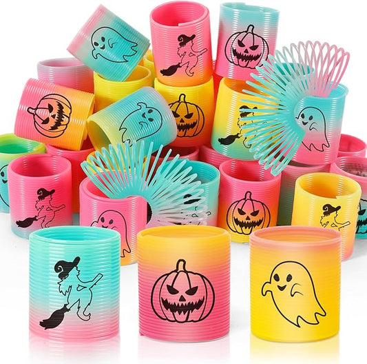 36 Packs Spring Rainbow Magic Fidget Stress Coil Mini Springs Bulk Toys Party Favor Birthday Carnival Prize Goodie Bag Stuffers For Kids Boys Girls (Halloween)