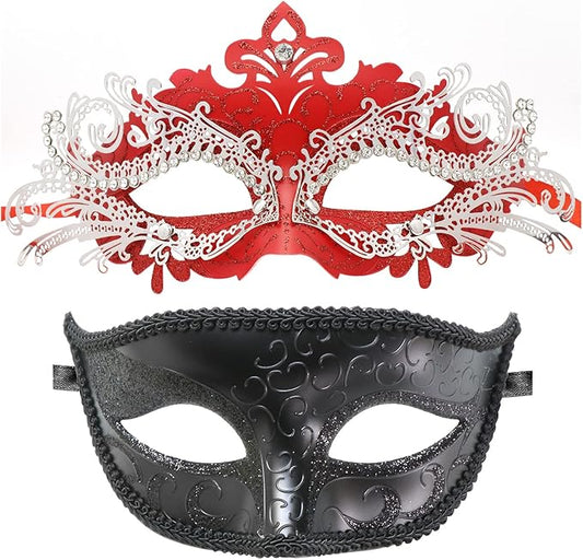 Coddsmz Couple Masquerade Mask Set - Venetian & Mardi Gras Mask for Women & Men
