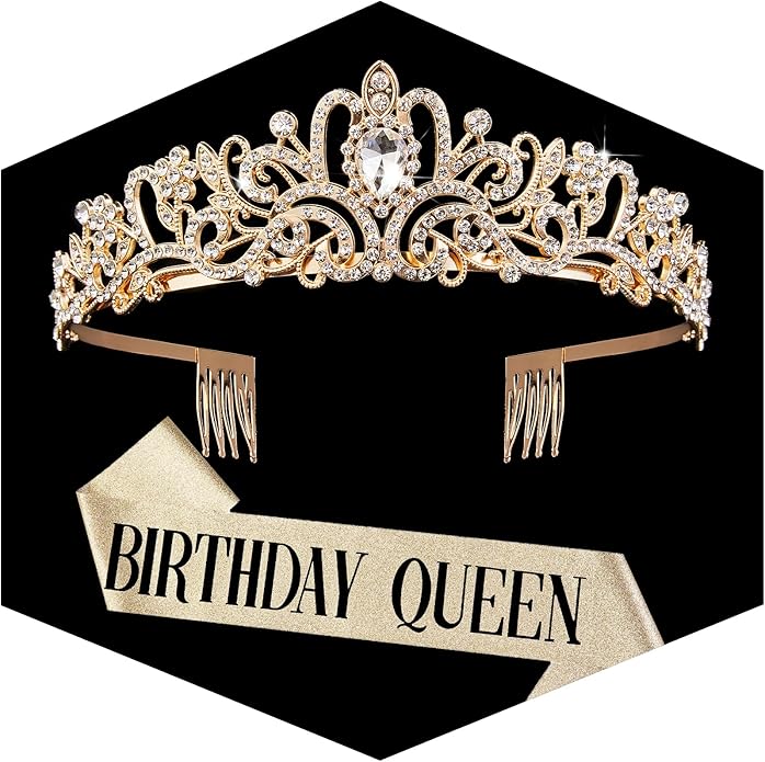 Gold Crown for Women Crystal Princess Tiaras Rhinestone Queen Headband Wedding Bridal Hair Accessories Birthday Prom Pageant Party Coming of Age Ceremony Photo Props