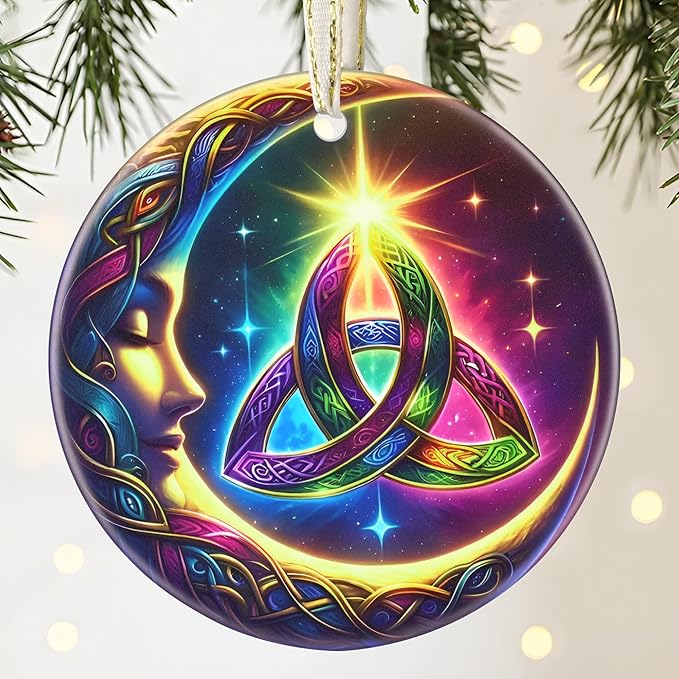 Moon & Celtic 3.5 Inch Ceramic Christmas Hanging Ornament - Tree Decoration, Gift Exchange Present