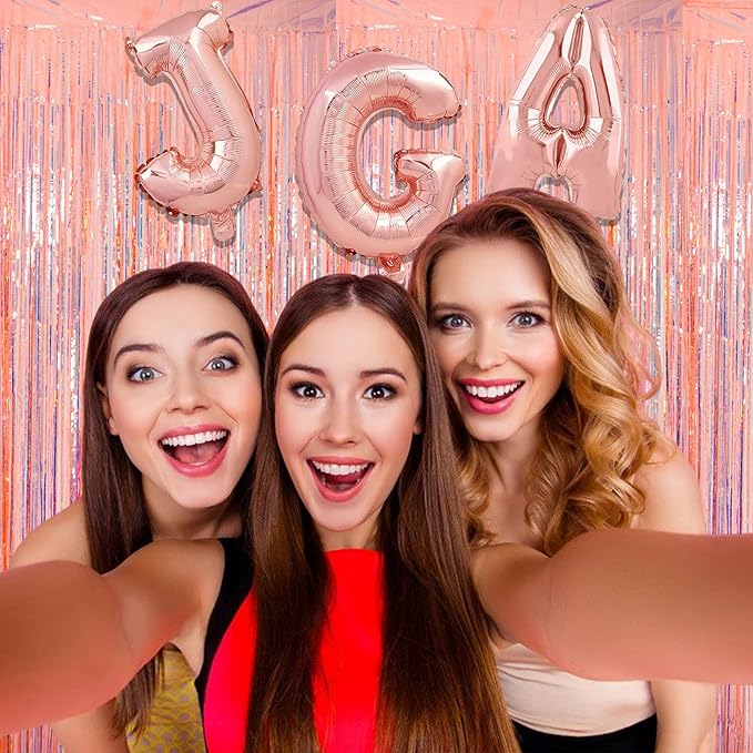 GREATRIL Iridescent Orange Tinsel Foil Fringe Curtain for Birthday Decoration Showgirl Theme Party Backdrop Streamers, 3.2 x 6.5 ft with 2 Packs