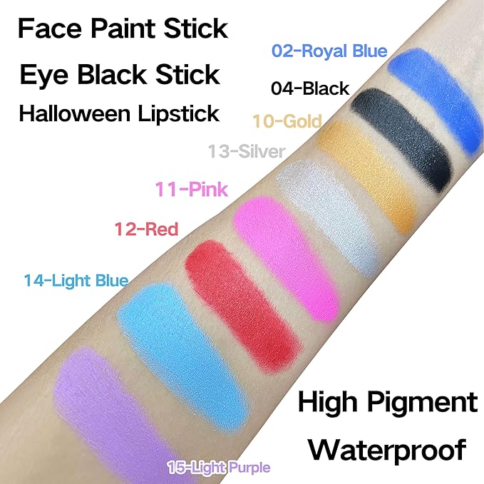 MEICOLY Light Purple Face Body Paint Stick for Halloween SFX Ursula Cosplay Makeup,Lavender Violet Lilac Pale Purple Face Paint,Waterproof Eye Black Stick for Baseball Softball Football Lacrosse