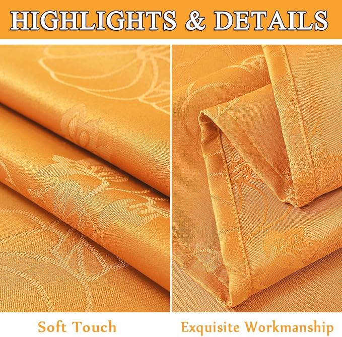 SASTYBALE Thanksgiving Tablecloths for Square Tables, Jacquard Fall Table Cloth with Pumpkins and Vines, Stain Resistant Table Cover for Harvest, Dining, Party Decor (Square, 52" x 52", Amber)