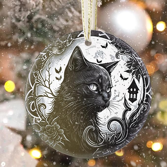 Touber Christmas Ornaments - Tree Decorations for Home - Holiday Present - Gift Idea - Black Cat