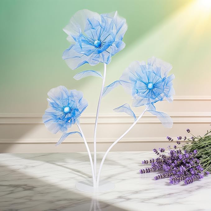 B-COOL Giant Artificial Flower for Reception Decoration: 5.58 ft Blue Huge Artificial Silk Flowers with Standing Base for Wedding Bridal Shower Baby Shower Party Christmas Decor Shop Window Display