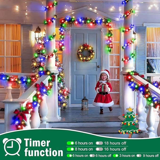 SAUIRS 403FT 1000 LED Christmas Lights Outdoor String Lights with 8 Modes Timer Waterproof Fairy Light Plug in for Outside Indoor Party Xmas Palm Tree Yard Wedding Decorations(Multicolor)