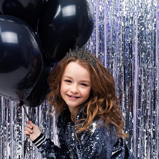 Velscrun Black Crystal Birthday Tiara Crowns for Women Girls Princess Crown with Combs Birthday Girl Headband Sash Happy Birth Party Decorations Birth Gift Cake Topper Hair Accessories