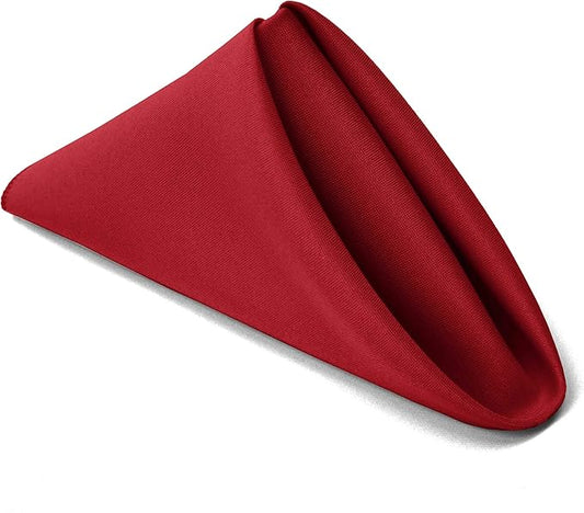 TableLinensforLess [12 Pack, Cherry Red] Cloth Napkins 17x17 Inches, 100% Polyester Dinner Napkins with Hemmed Edges, Machine Washable Napkins Ideal for Parties, Weddings and Dinner