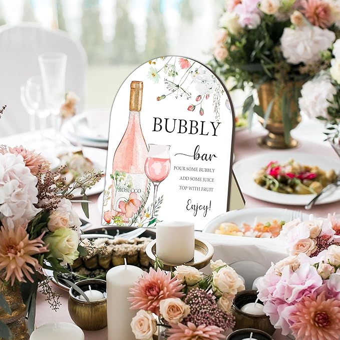 Watercolor Bubbly Bar Sign Sign, Mimosa & Prosecco Bar Sign for Party, Cocktail Signs for Bride Shower, Cocktail Recipe Card Signs, Cocktails Drink Recipe for Baby Shower Bridal Party Decor 8x10 Inch