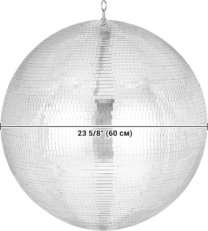 Yescom 24" Large Disco Ball Mirror Big Hanging Glass Decoration for 70s 80s Party Events Wedding DJ Dance Club Bar Stage Lighting Business Holiday Home Decor Silver