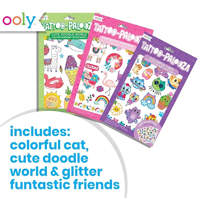 Ooly 150 Glitter Temporary Tattoos For Kids, Safe & Non-Toxic Temporary Tattoo, Party Favors Gifts for Kids, Great Goodie Bag Stuffers & Fun Birthday Decorations - Glitter Pack