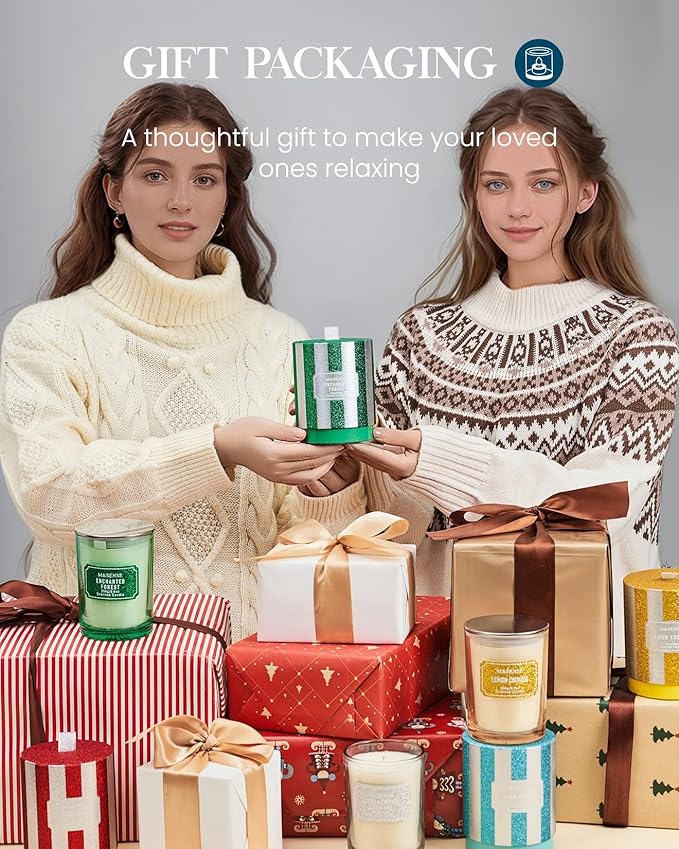 M&SENSE Ocean Water Scented Candles, Classic Size 8.8 oz Glitter Jar Candles, Holiday Candles Gifts for Women, Strong Scented Natural Soy Candle for Winter Home Decor, 50 Hours Long Burning