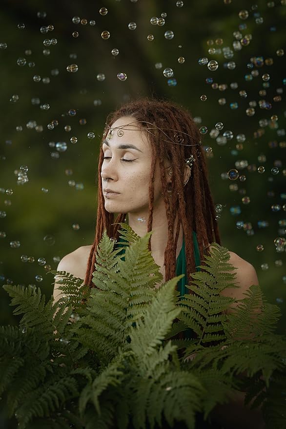 Renaissance Fairy Tale Costume Set - Elf Ear Cuff Earrings Decorative Medieval Fairy Winding Tiara Crown for Cosplay