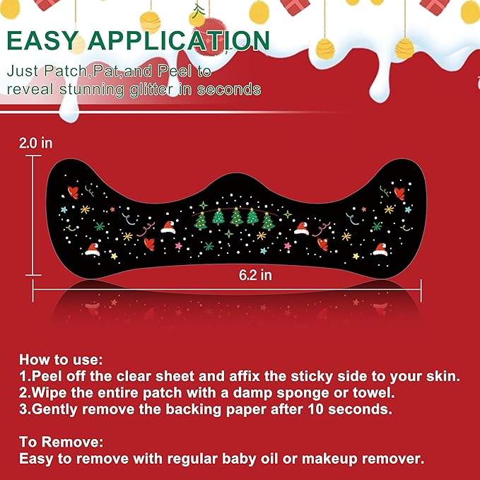 8 Pcs Christmas Face Temporary Tattoos, Ren Green and White Glitter Freckles Face Tattoo for Kids and Women, Waterproof Christmas Accessories Face Makeup for Party Supplies